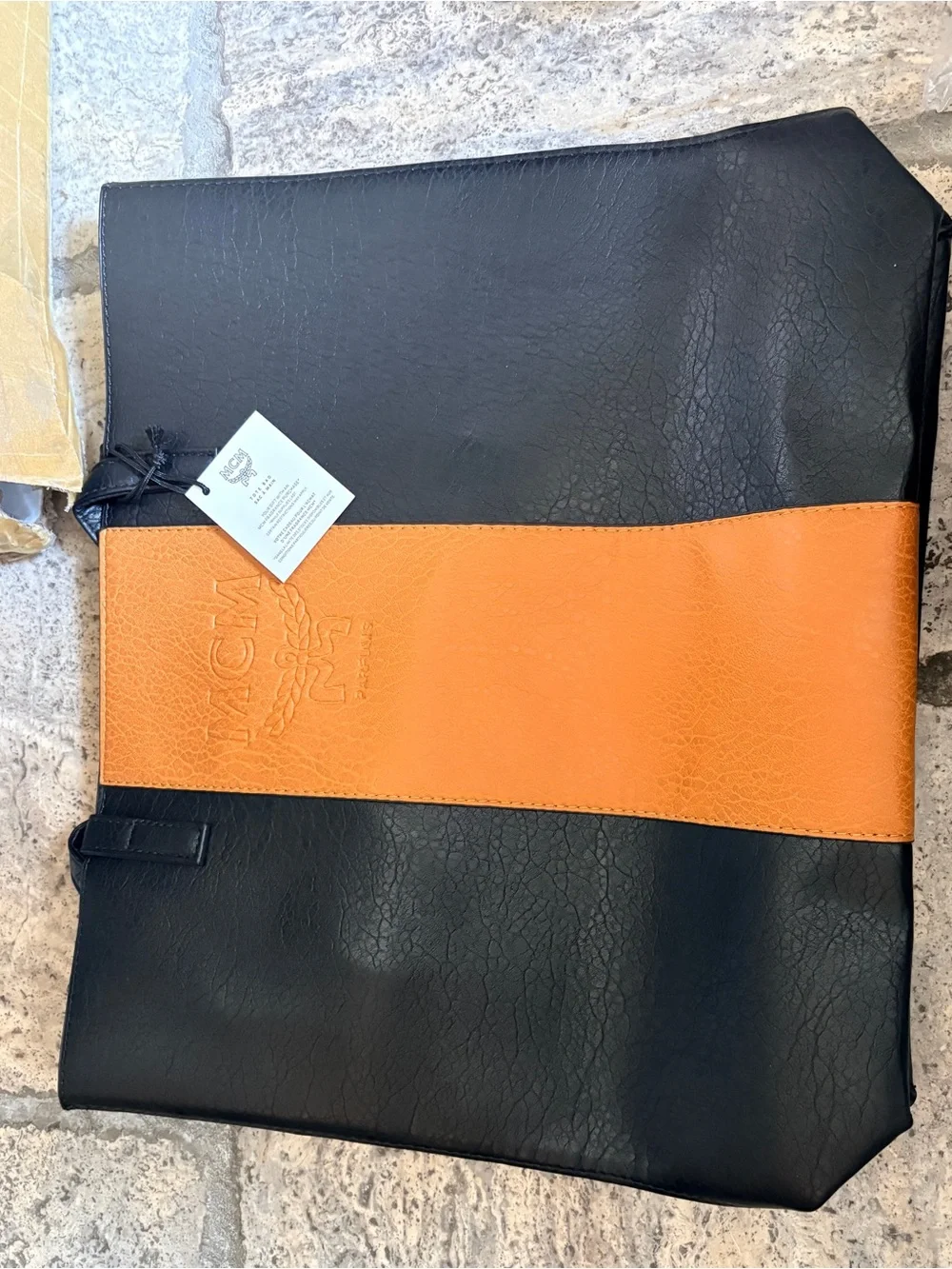 MCM Black Tote with Tan Center Panel GWP